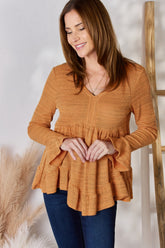 Hailey & Co Women's Full Size V-Neck Flounce Sleeve Blouse - Elegant & Versatile